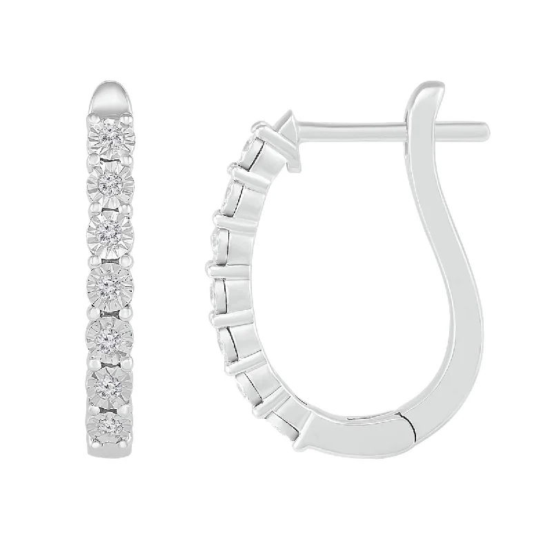 Unique Wedding Earrings-1/10 CTW Diamond Hoop 19.5MM Earrings in Sterling Silver