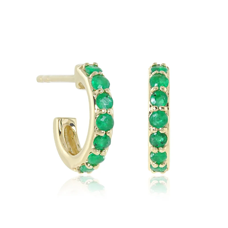 Casual Earrings for Women-Emerald Huggie Hoop Earrings