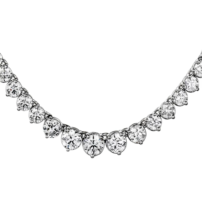 Bridal Necklace with Diamonds-GRADUATED LAB GROWN DIAMOND TENNIS NECKLACE