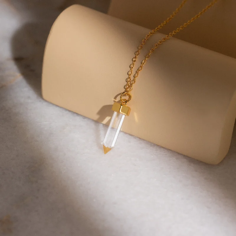 Chic Chain Necklace-Clear Quartz Necklace