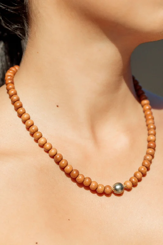 Diamond Necklace for Women-Tahitian Pearl Sandalwood Necklace - Roselani