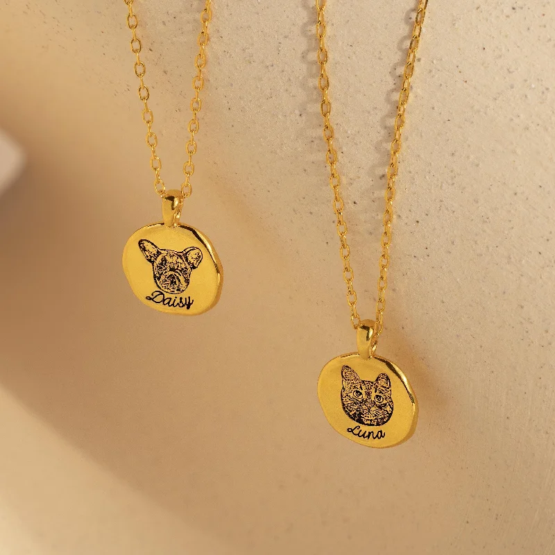 Fashionable Birthstone Necklace-Pet Portrait Coin Necklace