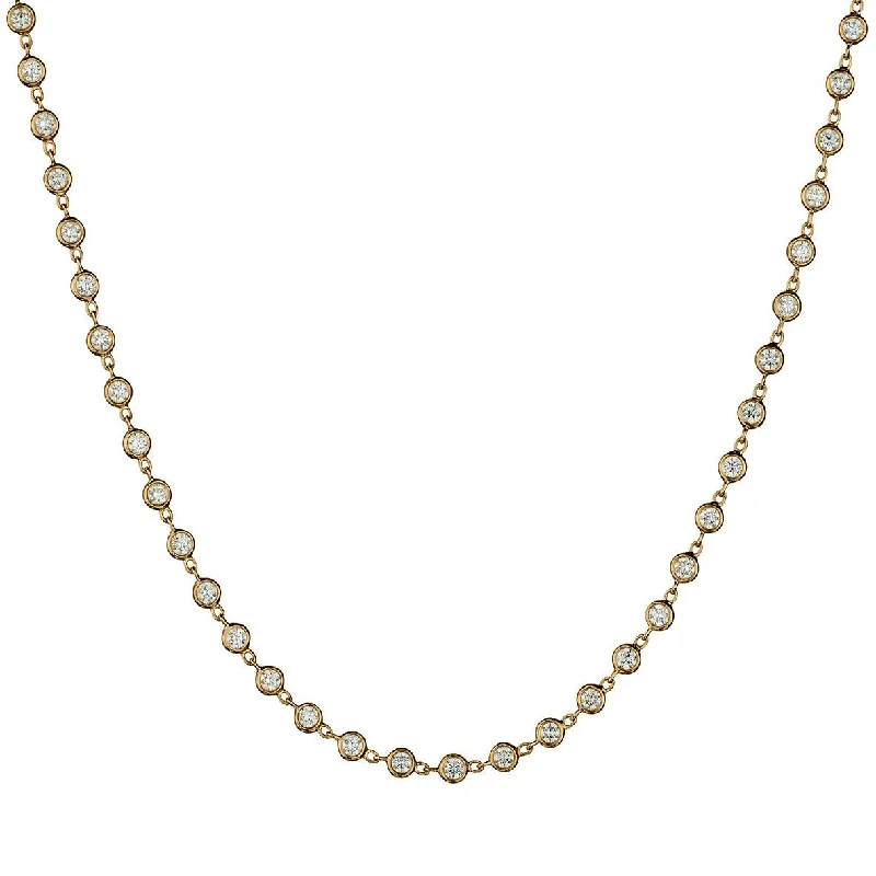 Trendy Necklace for Teens-BEZEL SET DIAMOND NECKLACE