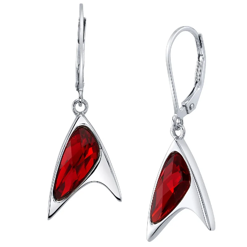 Trendy Earrings for Bridesmaids-Star Trek X RockLove Red Crystal Delta Earrings