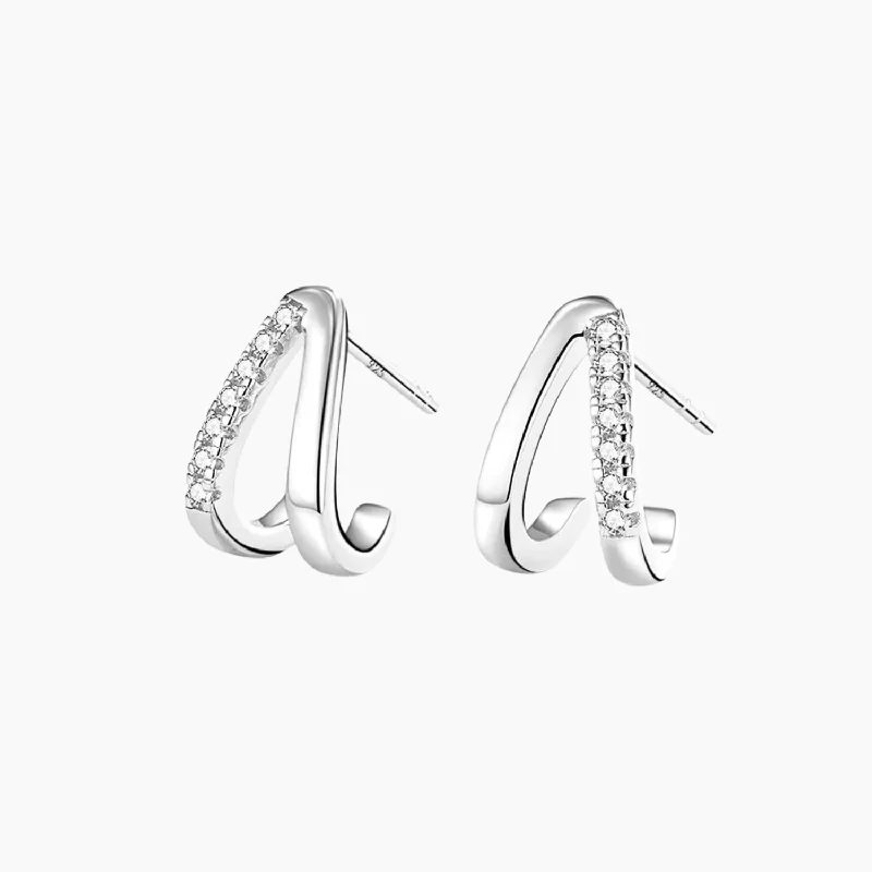 Silver Dangle Earrings-Women's Washer Curved Earrings