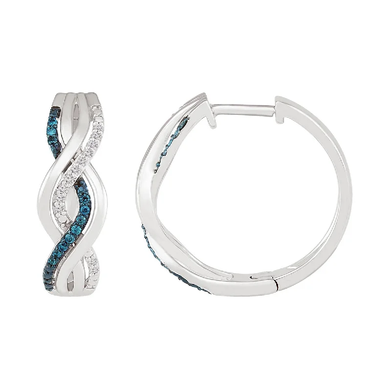 Gemstone Earrings for Brides-1/6 CTW Diamond Twist Hoop 19MM Earrings in Sterling Silver