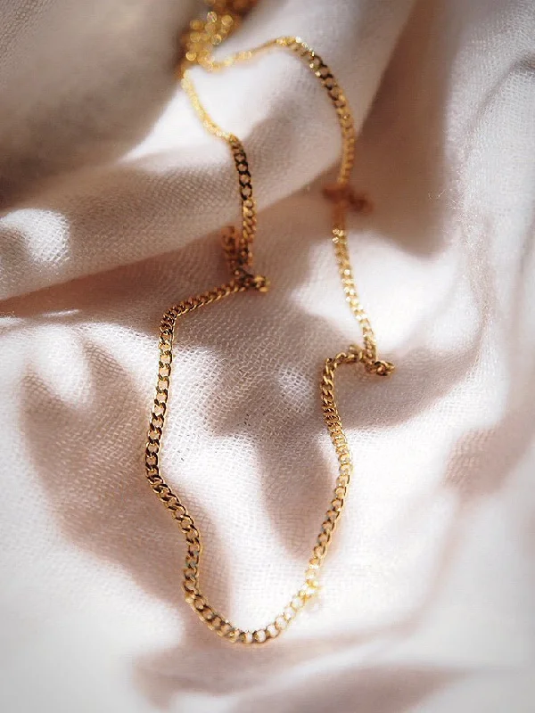 Personalized Pendant for Weddings-Dainty Basic Gold Curb Link Necklace - Keanu