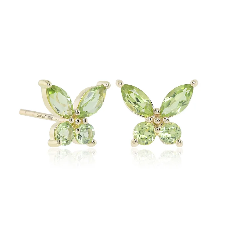 Handmade Earrings for Weddings-Papillon Earrings in Peridots