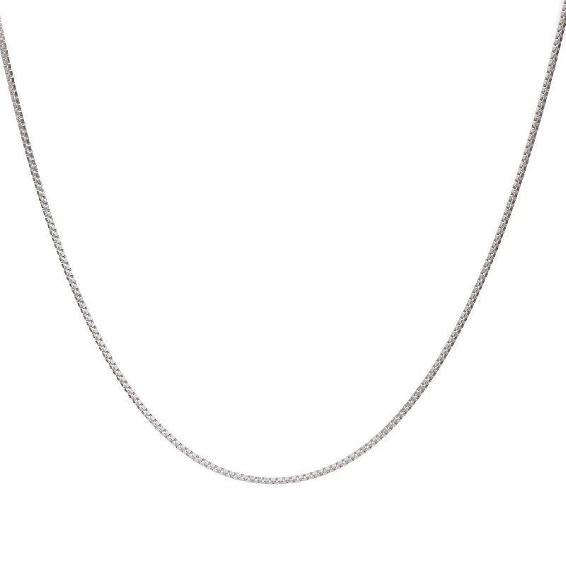 Elegant Crystal Necklace-Silver Box Chain Necklace